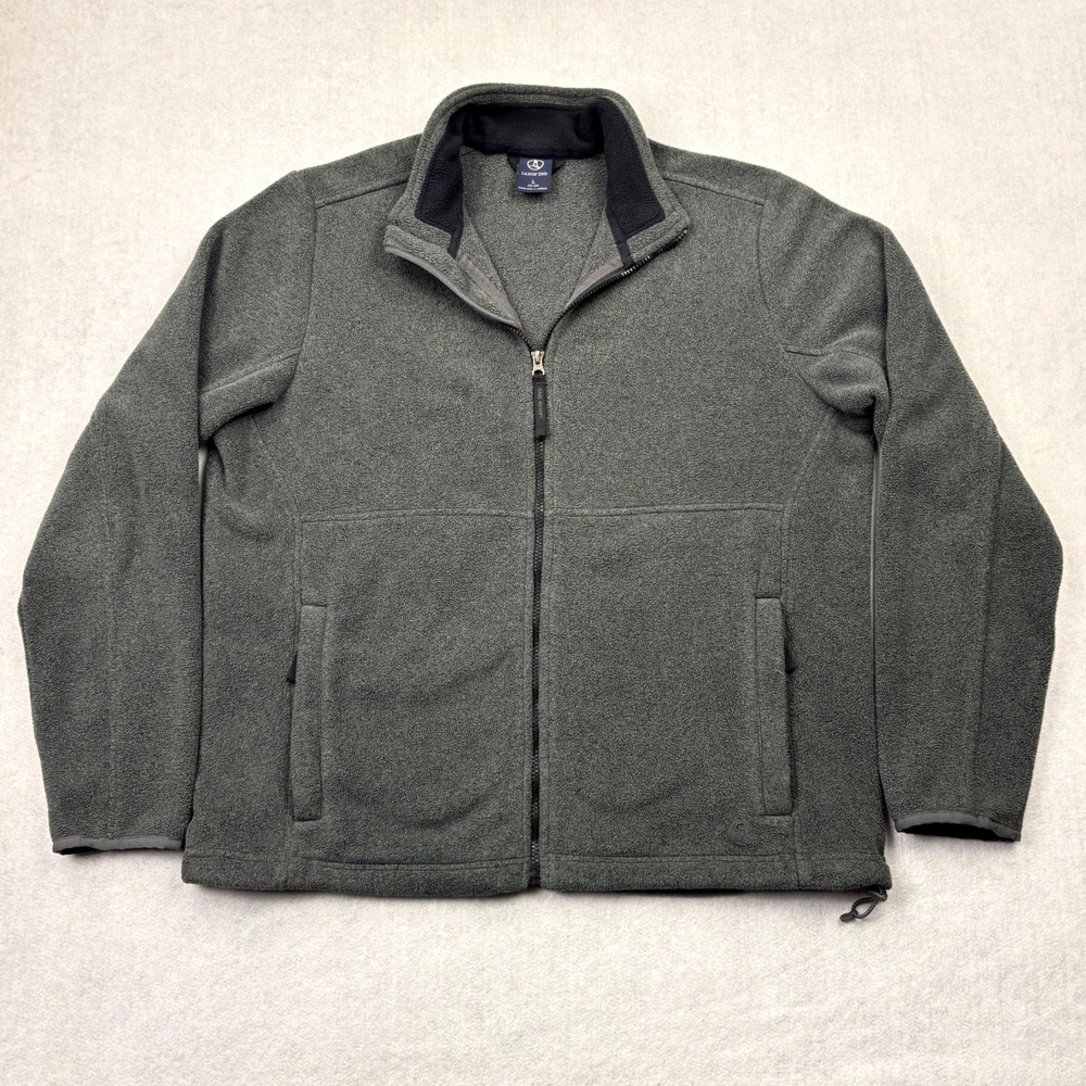 Lands End Jacket Mens Large Charcoal Grey Polartec Full Zip Fleece Sweater L
